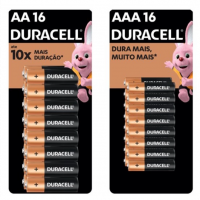 Kit Duracell Com 16 Pilhas AA E 16 Pilhas AAA na Shopee