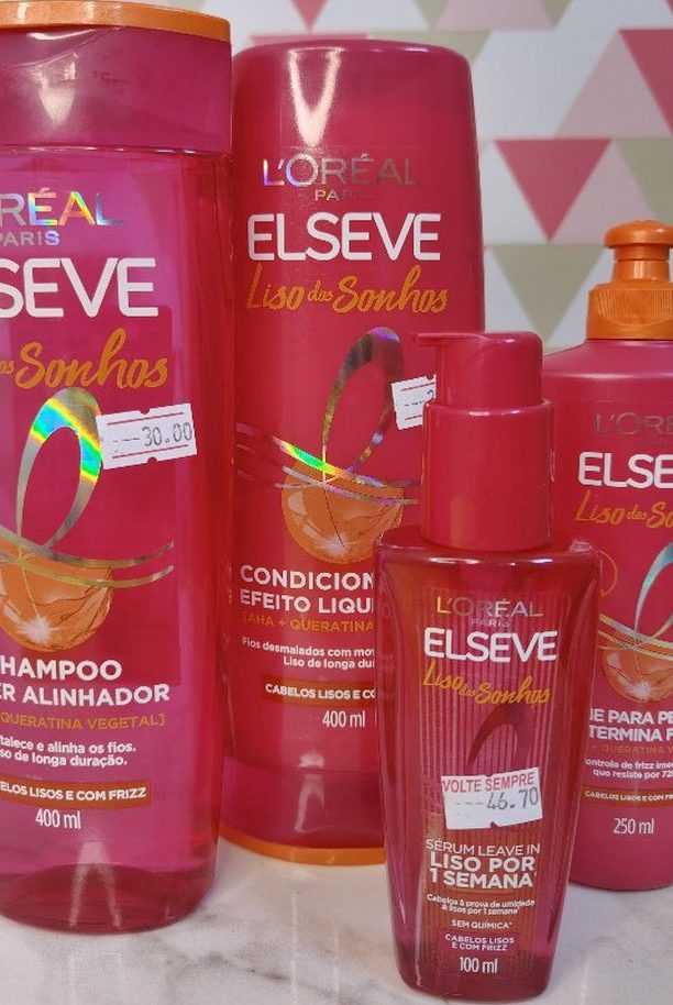 Kit Elseve Liso Dos Sonhos Shampoo 400ml, Condicionador 400ml, Creme Para Pentear 250ml e Sérum 100ml Liso dos Sonhos na Shopee