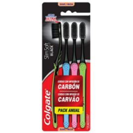 Kit Escova de Dente Colgate Slim Soft Black com 4 unidades na Droga Raia