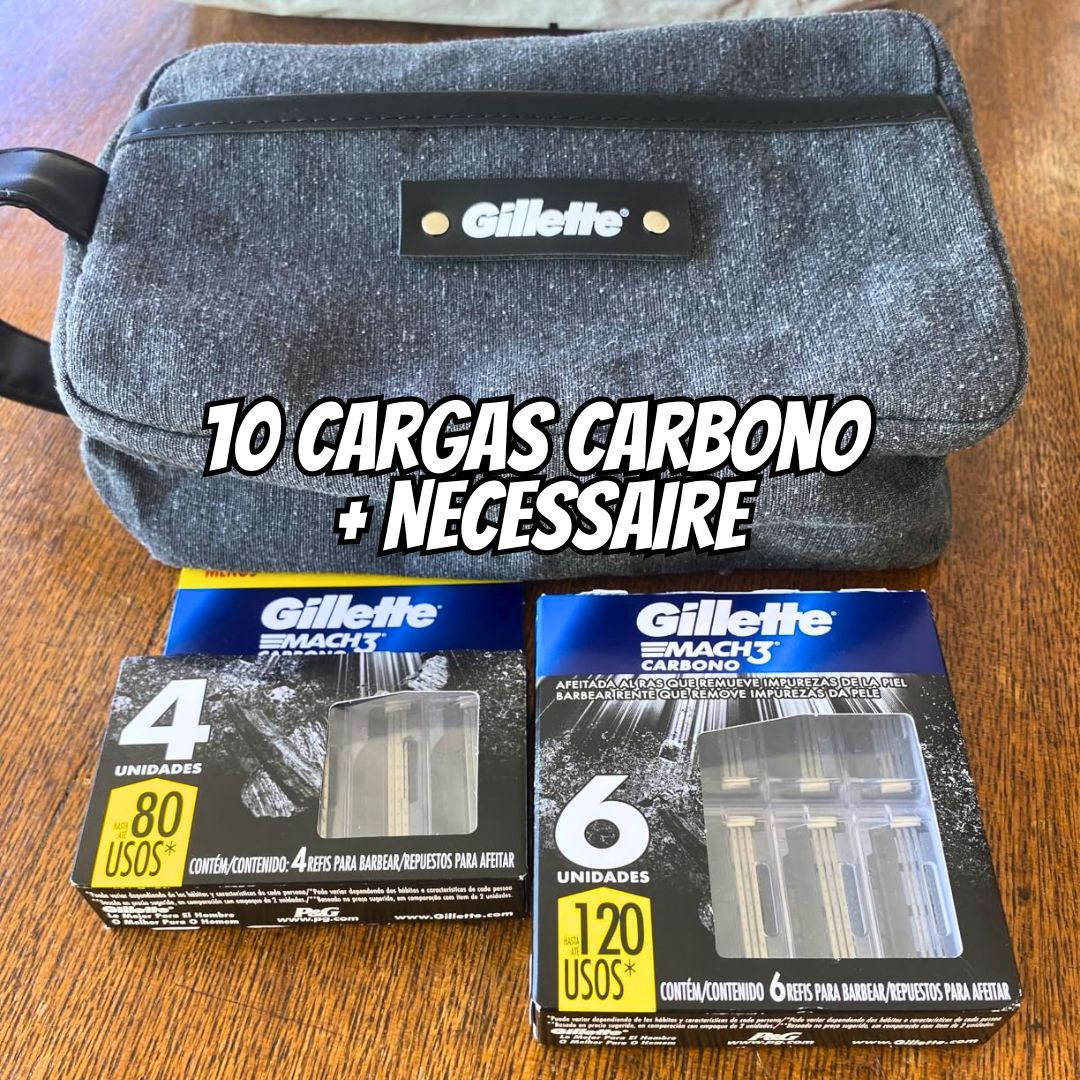 Kit Gillette Mach3 10 cargas + Necessaire, Higiene Pessoal, Cuidado com a barba, Lâminas e Aparelhos de Barbear na Amazon