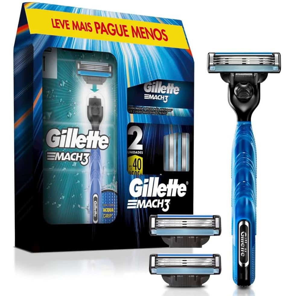 Kit Gillette Mach3 Aparelho de Barbear 1 Ud + Cargas 3 Uds na Amazon