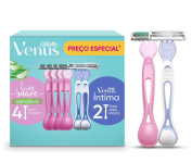 Kit Gillette Venus Aparelho de Depilação Descartável Suave Sensitive 4 Unidades + Aparelho de Depilação Íntima Feminino Descartável 2 Unidades na Amazon