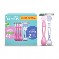 Kit Gillette Venus Aparelho De Depilação Descartável Suave Sensitive 4 Unidades + Aparelho De Depilação Íntima Feminino Descartável 2 Unidades na Amazon