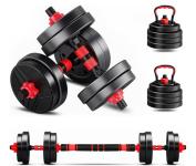 Kit Haltere 6 em 1 Ajustável para Musculação – 15kg Preto – Multifuncional com Barra e Kettlebell na Amazon