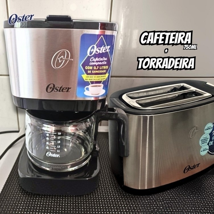 Kit Inox Cafeteira 0,75L e Torradeira Oster – 220V na Amazon