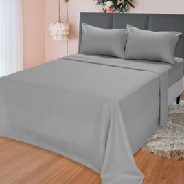 Kit Jogo de Cama 4 Peças Lençol Casal Antialérgico Cinza - BF Colchões na Ponto