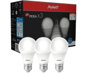 Kit Lâmpada Pera LED, 3 unidades, 7W, Luz branca 6500K, soquete E27, Bivolt, Avant na Amazon