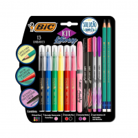 Kit Lettering BIC, C/ 6 Brush Pens + 1 Pincel Marcador Pastel Rosa + 2 Intensity Ponta Fina + 2 Intensiy... na Amazon