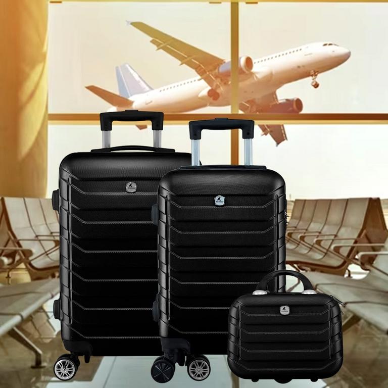 Kit Mala Bordo Viagem Frasqueira Bagagem de Mão ANAC Regulamentada ABS Rígido Roda 360º (Preto) na Amazon