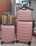 Kit Mala Bordo Viagem Frasqueira Bagagem de Mão ANAC Regulamentada ABS Rígido Rodinhas 360 (Rosê) na Amazon