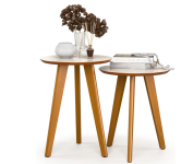 Kit Mesa Apoio e Lateral de Sofá Retrô Classic com 3 Pernas Decoração – Off White/Freijo na Amazon