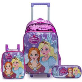 Kit Mochila Carrinho Estojo Lancheira Lilás - Spector na Tricae