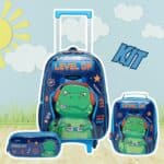 Kit Mochila de Rodinhas Dinossauro Masculina Estojo Escolar Lancheira Térmica na Amazon