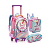 Kit Mochila Infantil Carrinho Rodinhas + Lancheira + Estojo Unicornio – Denlex na Magazine Luiza