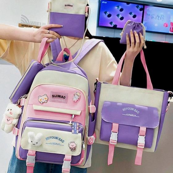 Kit Mochila Infantil Feminina Bolsinhas Lancheira Estojo Volta as Aulas Casual Dia Dia Moderna Resistente Linda na Magazine Luiza