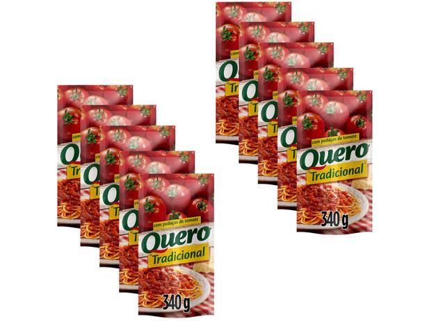 Kit Molho de Tomate Tradicional Quero – 10 Unidades 340g Cada na Magazine Luiza