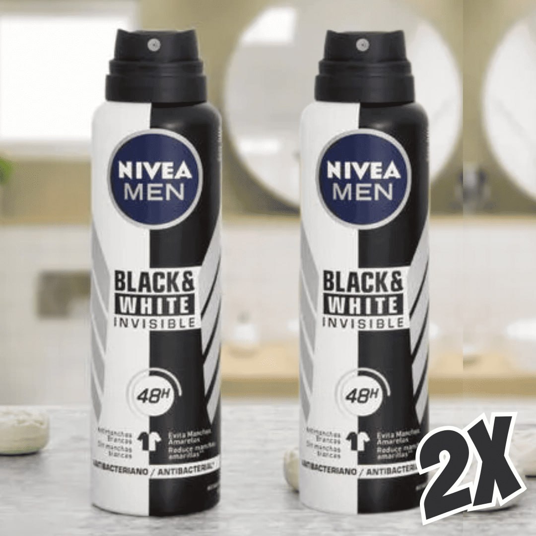 Kit NIVEA Desodorante Aerosol Men Black&White Invisible – 2 unidades na Amazon