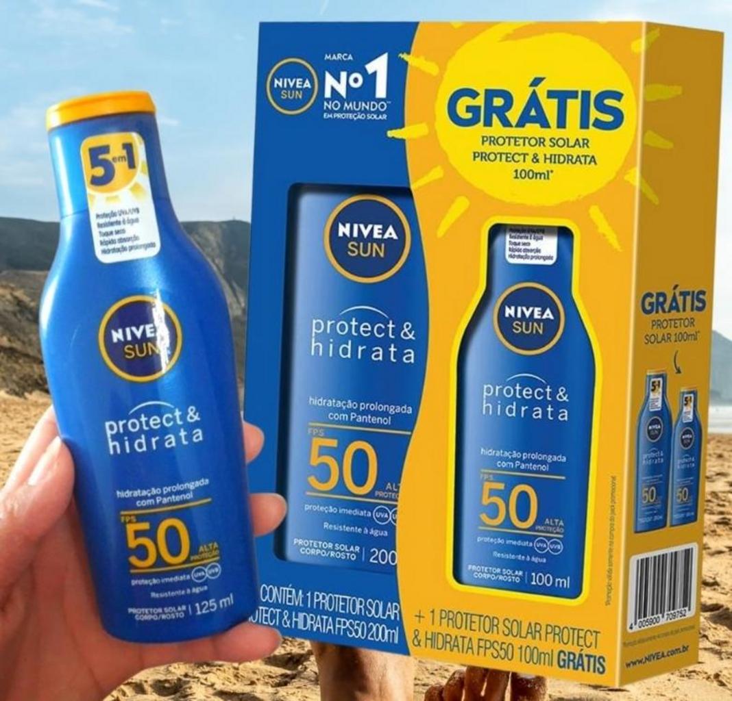 Kit NIVEA SUN Protetor Solar Protect & Hidrata FPS50 200ml + Protetor Solar Protect & Hidrata FPS50 100ml, Nivea na Amazon