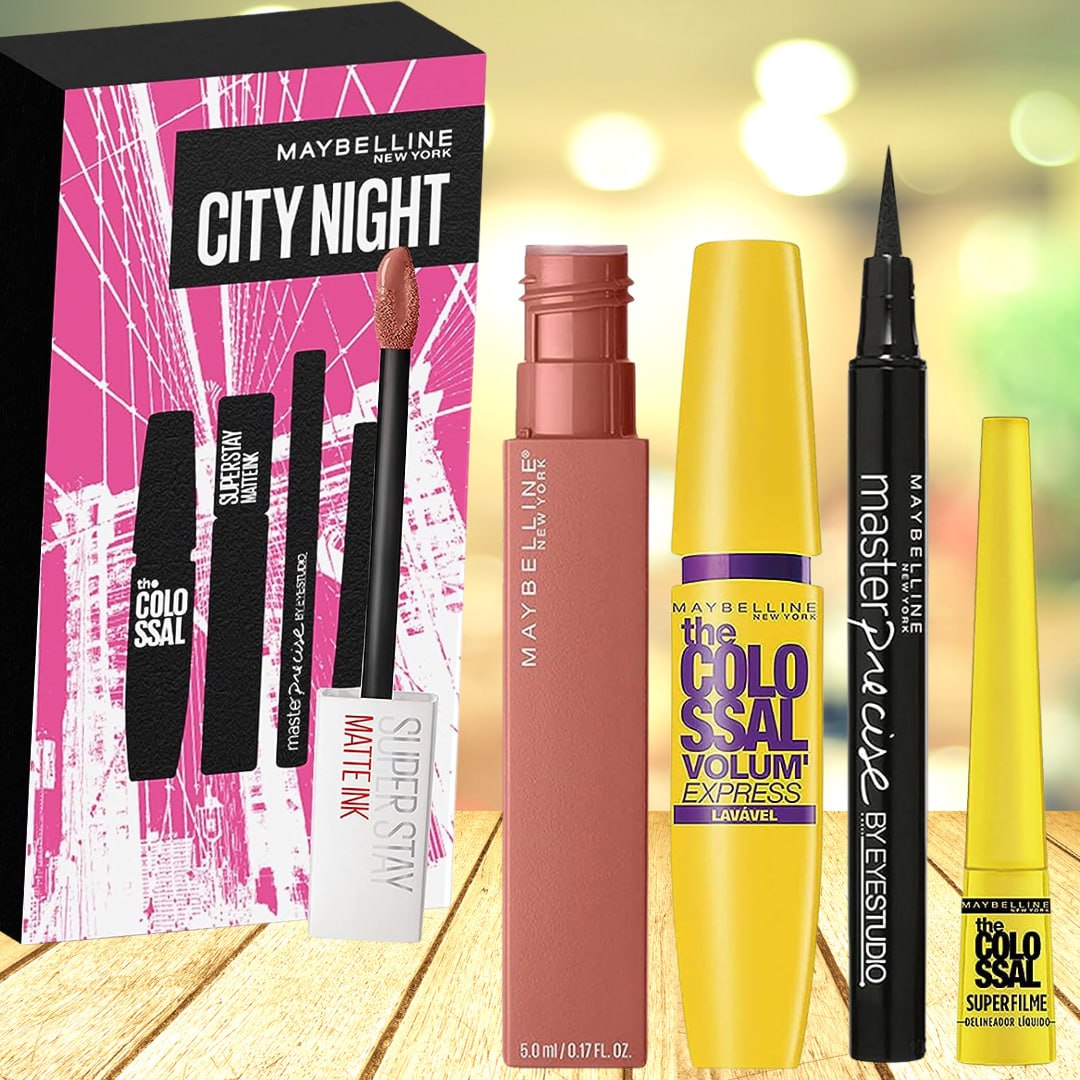 KIT NOITE MAYBELLINE – Batom + Delineador + Máscara de Cílios na Amazon