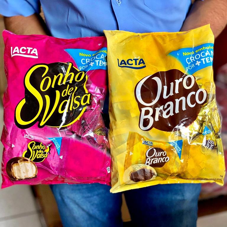 Kit Pacote de Bombom Chocolate Sonho de Valsa – 1kg Lacta + Pacote de Bombom Ouro Branco 1kg na Magazine Luiza