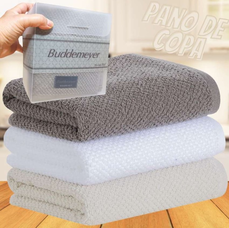 Kit Pano de Copa Buddemeyer 03 Peças Gourmet Quadriculado100% Algodão Branco/Marrom/Bege na Amazon