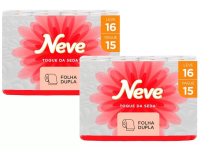 Kit Papel Higiênico Folha Dupla Neve Toque de Seda – 2 Pacotes com 16 Rolos Cada na Magazine Luiza