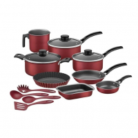Kit Para Cozinha 12 Peças Com Jogo De Panelas Vermelho E Utensilios Tramontina Turim na Amazon