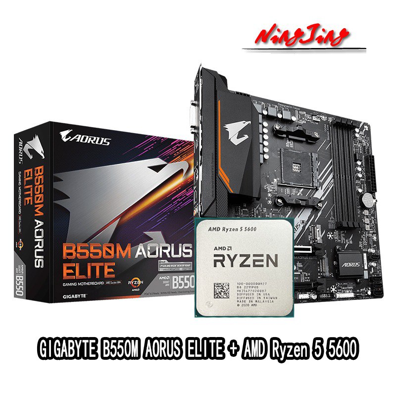 Kit Placa Mãe Gigabyte B550M Aorus Elite + AMD Ryzen 5 5600 na Aliexpress