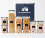 Kit Pote Hermético Vedação de Silicone Plástico BPA Free com Trava 7 Peças na Amazon