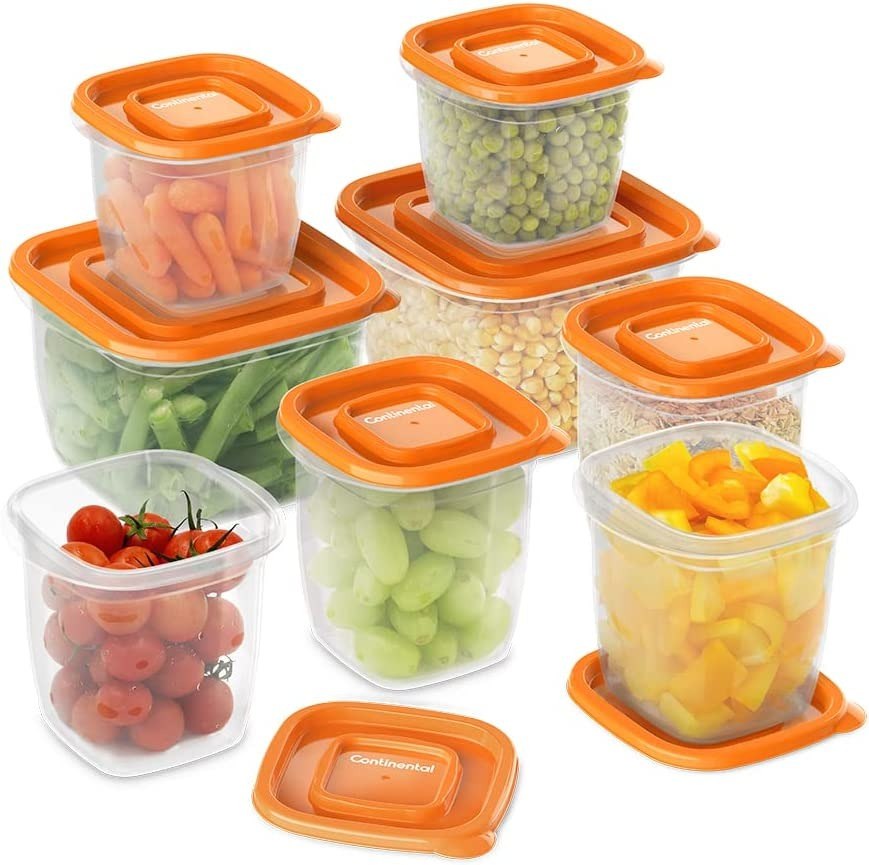 Kit Potes de Plástico Continental – Laranja 8 unidades na Amazon