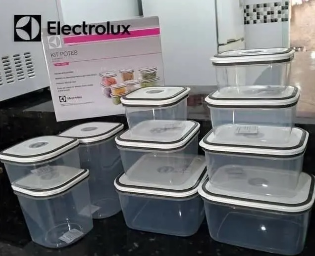 Kit Potes de Plástico Hermético, 10 unidades, Electrolux na Amazon