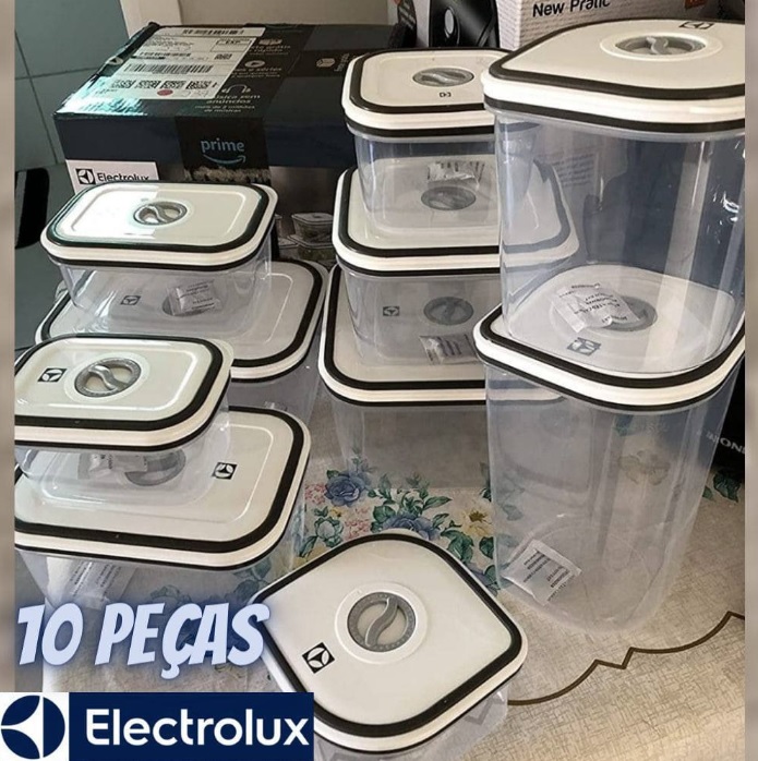 Kit Potes de Plástico Hermético, 10 unidades, Electrolux na Amazon