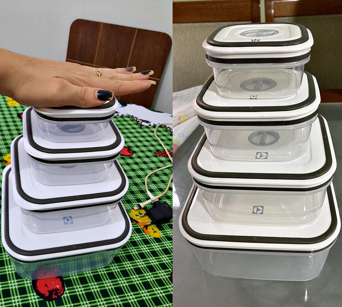Kit Potes de Plástico Hermético, 4 unidades, Electrolux na Amazon