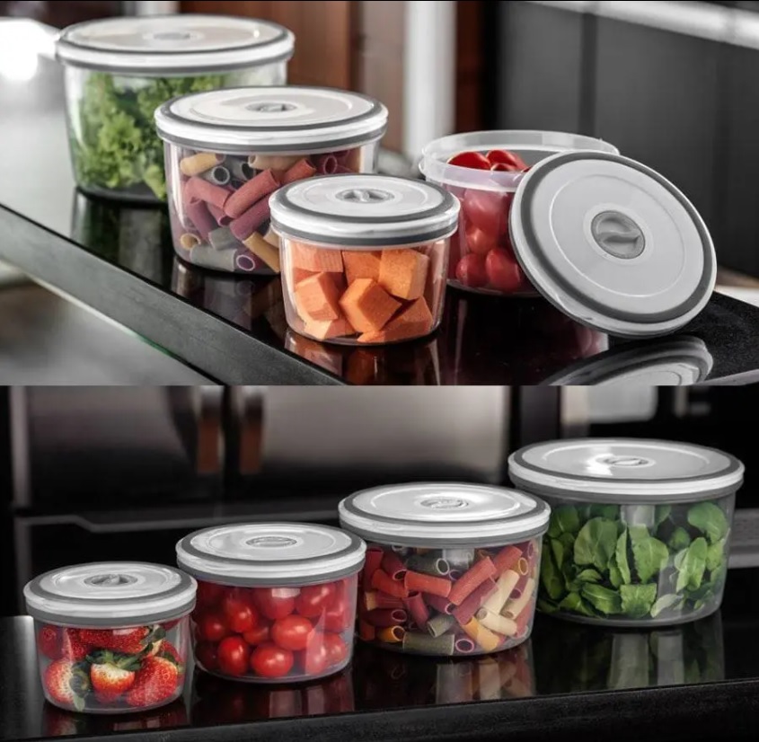 Kit Potes de Plástico Hermético, Redondo, 4 unidades, Electrolux, Transparente/Branco na Amazon