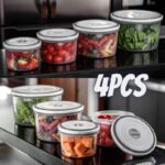 Kit Potes de Plástico Hermético, Redondo, 4 unidades, Electrolux, Transparente/Branco na Amazon