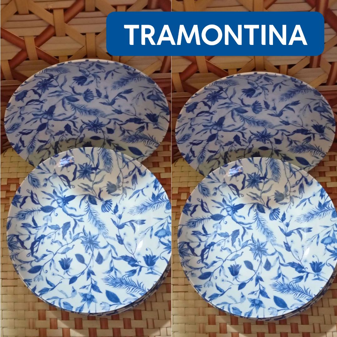 Kit Prato Fundo Tramontina Floral em Porcelana Decorada 21 cm 06 Peças na Amazon