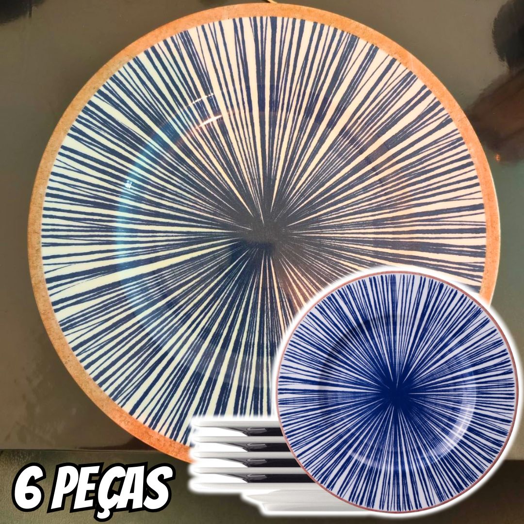 Kit Prato Raso Tramontina Abstratta em Porcelana Decorada 28 cm 6 Peças na Amazon