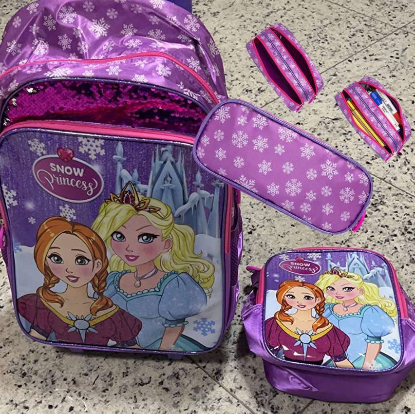 Kit Princesas Mochila de Rodinha + Lancheira Térmica + Estojo Duplo Spector Escolar na Amazon