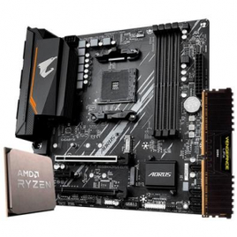 Kit Processador AMD Ryzen 5 5600 + Placa-Mãe Gigabyte B550M Aorus AMD AM4 Micro ATX DDR4 + Memória Vengeance LPX 8GB 3200MHz DDR4 na KaBuM!
