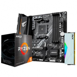 Kit Processador AMD Ryzen 5 5600X + Placa-Mãe Gigabyte B550M AMD AM4 Micro ATX + Memória XPG Spectrix D50 RGB 8GB 3200MHz DDR4 CL16 na KaBuM!