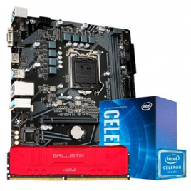 Kit Processador Intel Celeron G5905 + Placa Mãe Gigabyte H510M (Rev.1.0) mATX DDR4 + Memória Crucial Ballistix 8GB 3200MHz DDR4 CL16 na KaBuM!