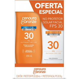 Kit Protetor Solar Cenoura e Bronze Corpo FPS 30 200ml + Facial FPS 30 50g na Amazon