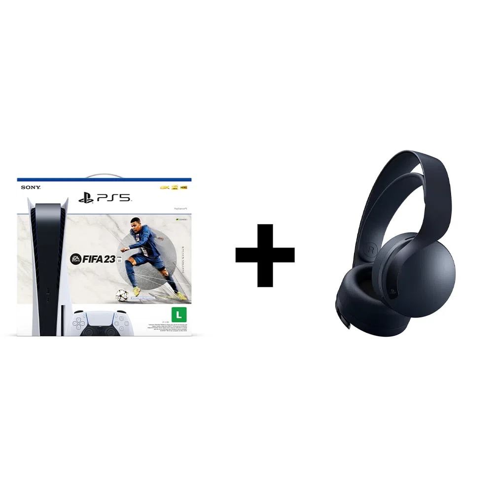 Kit PS5 Físico 825GB + FIFA 23 + Headset Pulse 3D Preto na Webfones