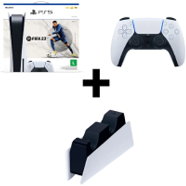 Kit Ps5 Físico FIFA 23 + Controle Dualsense Branco + Base Carregamento na Webfones