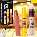 Kit Queridinhos Maybelline NY Batom Líquido Matte ink 65 Seductress + Máscara de Cílios Colossal Lavável + Corretivo Eraser 100 Ivory na Amazon