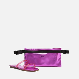 Kit Rasteira Metalizada Roxa Arezzo E Pochete na ZZ Mall