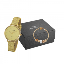 Kit Relógio Feminino Mondaine Dourado com Pulseira na C&A