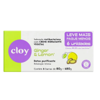 Kit Sabonete Em Barra Cloy Antibacteriano Vegetal Ginger & Lemon 6 Unidades De 80g na Drogaria São Paulo