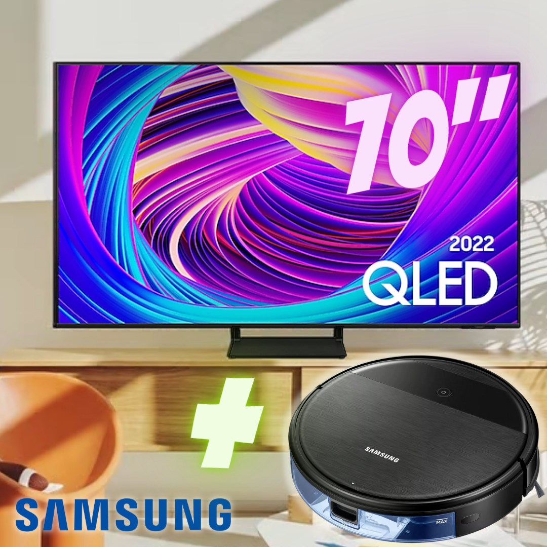 Kit Samsung Smart TV 70 qled 4K 70Q65B 2022 E Robô Aspirador 2 em 1 Samsung VR5000RM na Americanas