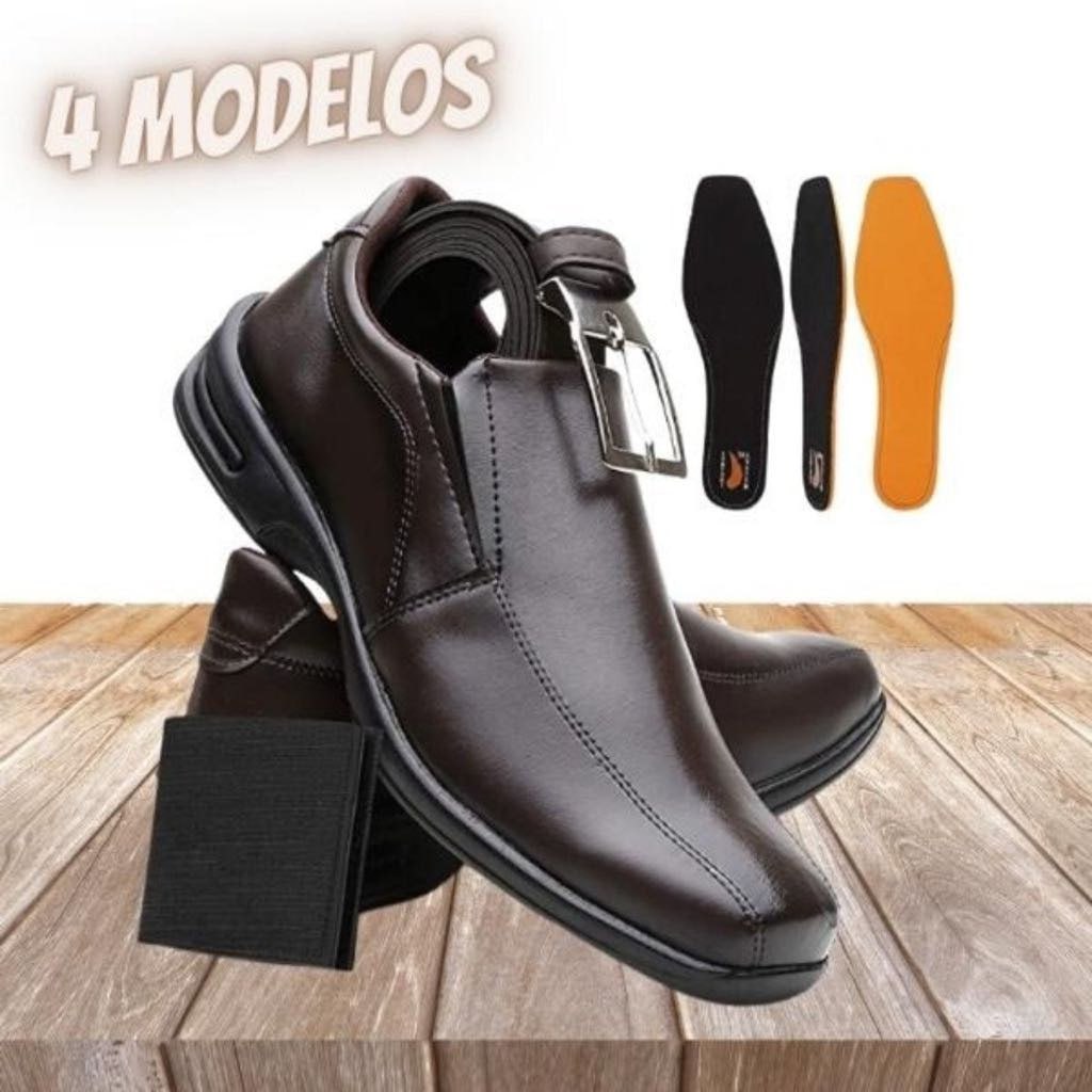 Kit Sapato Masculino Confort Plus Leve E Macio + Cinto e Carteira na Amazon